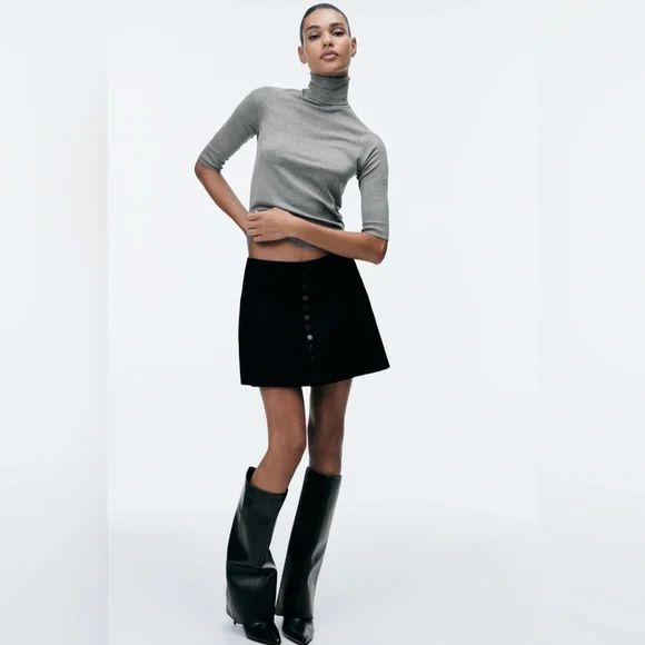 Zara | Tops | Zara High Neck Sweater Size Medium In Gray